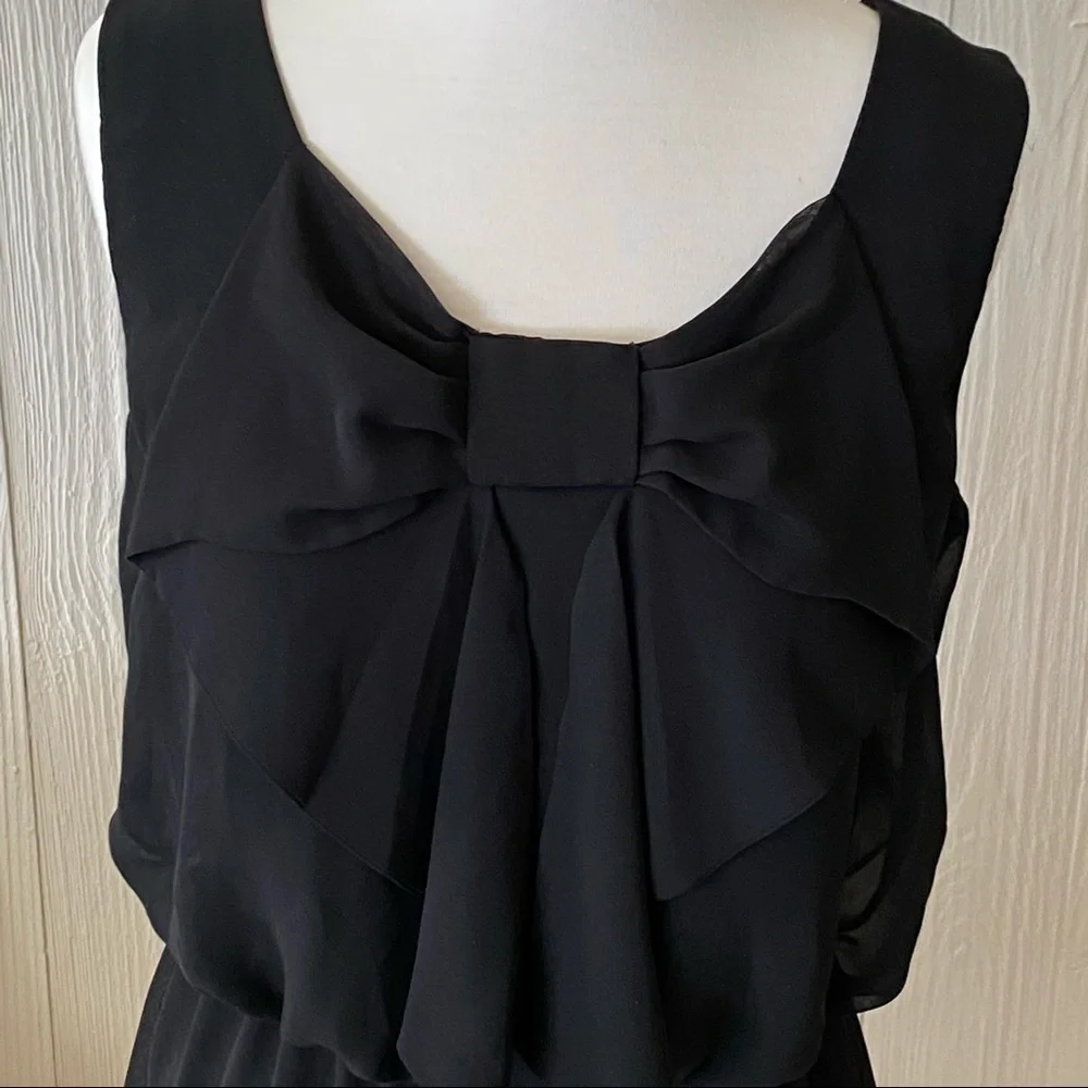 AB Studio Black Dress with Bow and Gathered Waist Size Small - Picture 9 of 14